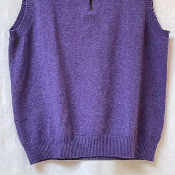 Kinross Cashmere Knit Vest Womens Medium Cashmere Half Zip Winter Purple Jacket - Picture 3 of 11